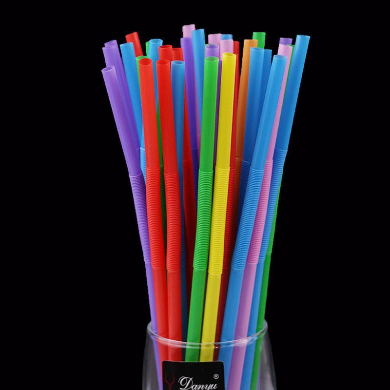 300pcs Disposable Safe Plastic Color Straw with Extendable Elbow Design
