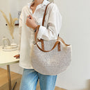 Straw Beach Women Handbag Handmade Woven Summer Vacation Casual Shoulder Bags