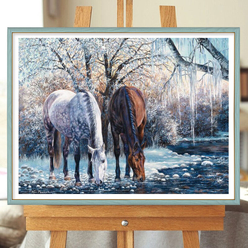 #A 5D DIY Diamond Painting Glacier Horse Kits Full Round Drill Wall Decor Crafts