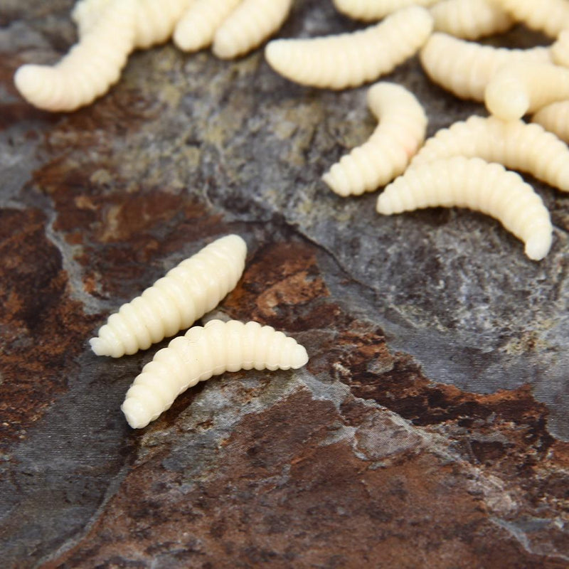 200Pcs Soft Plastic Fishing Lures Baits Maggots Worms Tackle light yellow