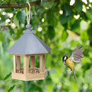 Garden Window Wooden Birdhouse Parrot Cage Bird Seeds Food Feeder (Blue)