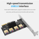 PCI-E 1to 4 PCI Express Riser Card Adapter 4 USB Port Extender Expansion Card