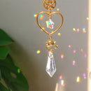 Crystal Star Hexagon Candlestick Pendant Prism Wind Chime Car Hanging Lamp Decor