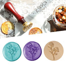 Wax Seal Plant Pattern Retro Wood Handle Sealing Wax Stamp for Envelope Wedding
