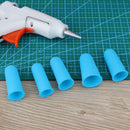 Anti-slip Hot Glue Gun Finger Caps Silicone Finger Cover Sleeve (Blue 5pcs)