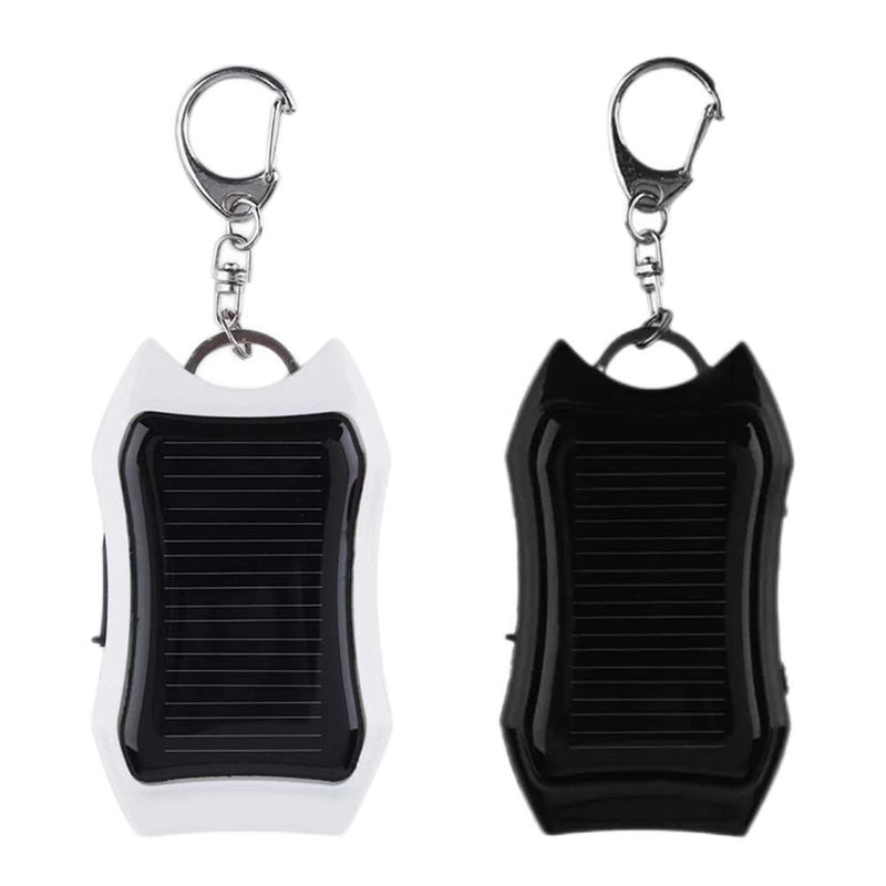 Keychain Power Bank USB Cell Phone Solar Power Bank with LED Light (White)