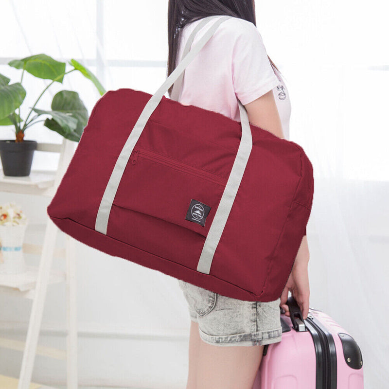 Solid Color Waterproof Folding Travel Bag Lightweight Large Capacity Luggage