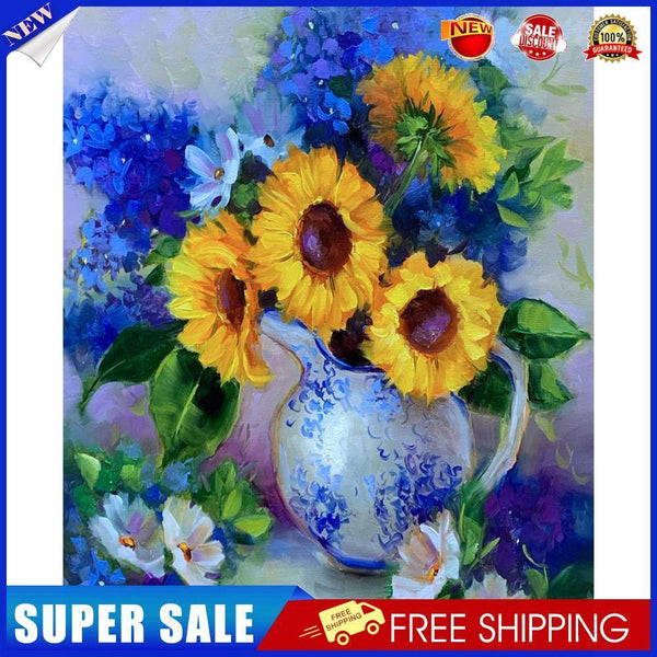 Sunflowers in Vase Oil Painting By Numbers DIY Frameless Picture On Canvas