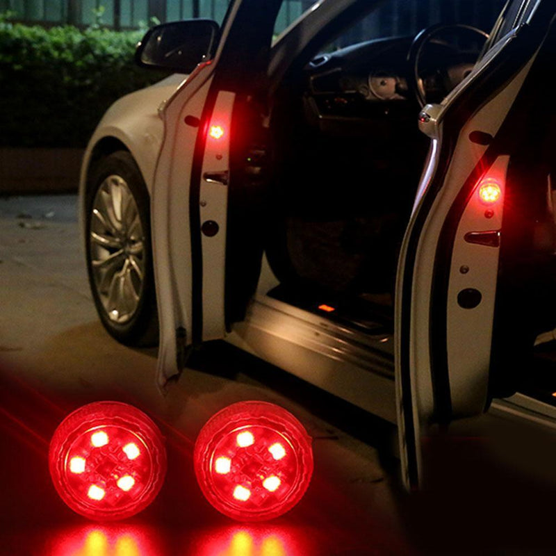2pcs LED Car Door Warning Lights Anti Rear-end Collision Lamps (Red 5LED)