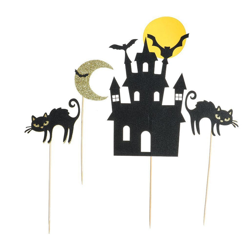 Witch Pattern Halloween Style Cupcake Decor Baking Decoration Cake Topper Set