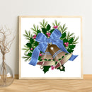 Frameless Oil Paint By Numbers DIY Blue Bow Bell Picture Craft Kit for Home