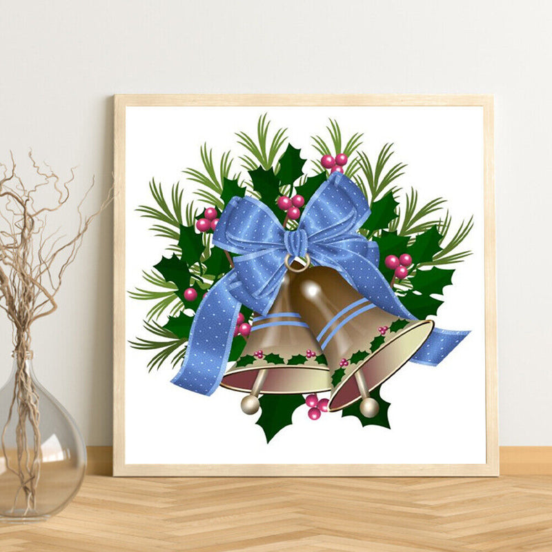 Frameless Oil Paint By Numbers DIY Blue Bow Bell Picture Craft Kit for Home