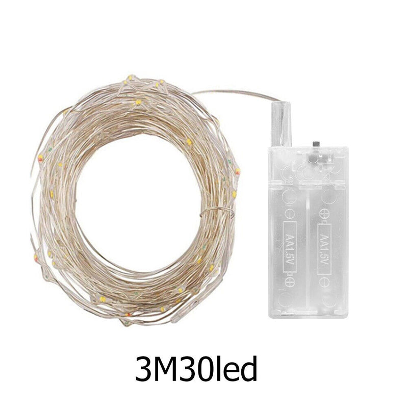 30LED Fairy Lights Copper Wire Battery Box Garland Flower Bouquet String Light