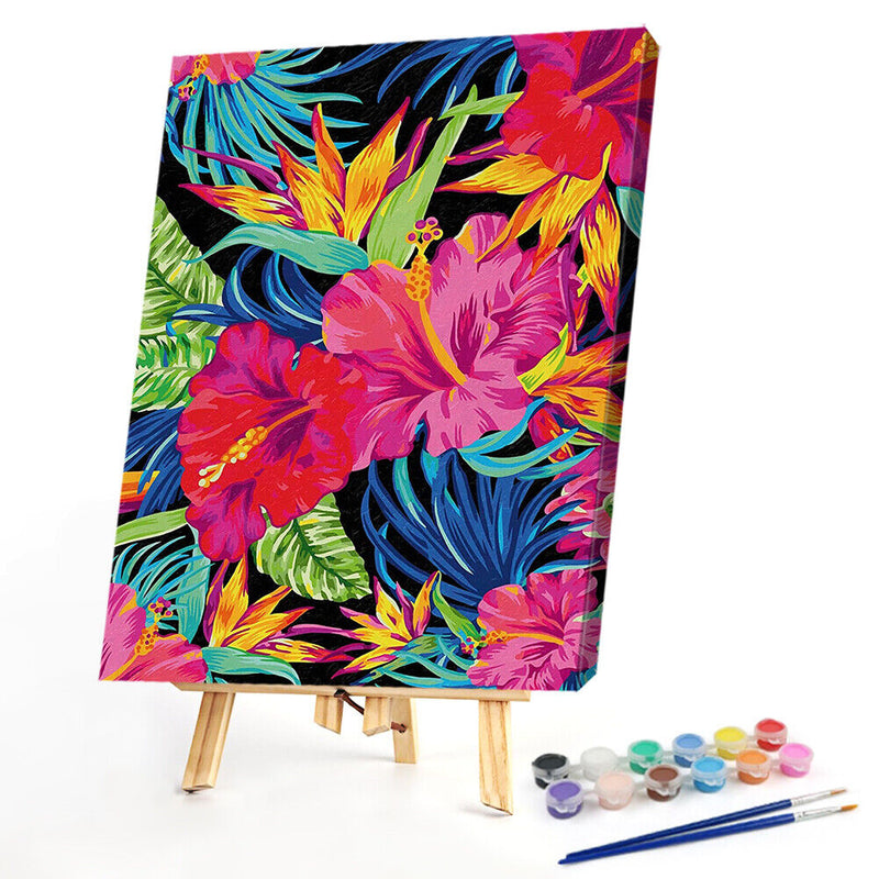 Flowers Leaves Oil Paint By Numbers Kit DIY Home Decoration Gift Wall Pictu