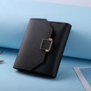 Women Wallets Leather Card Holder Money Bag Short Coin Purse Clutch (Black)