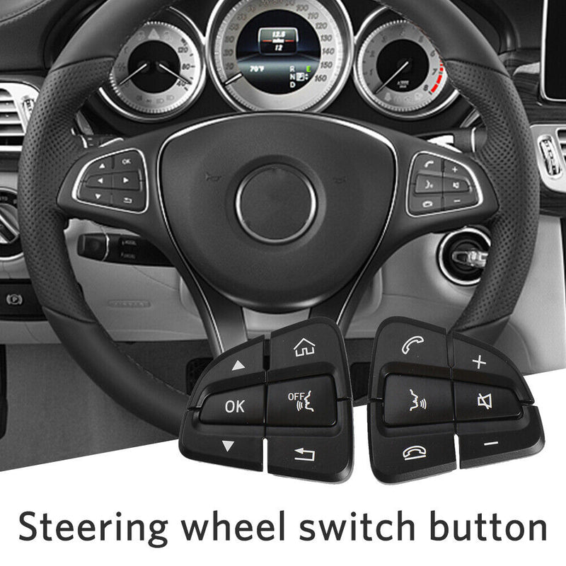 2pcs Steering Wheel Button for Mercedes C Class W205/GLC Class W253 (Black)