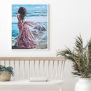 Beach Girl Back Oil Paint By Numbers DIY Canvas Wall Picture Craft Home Dec