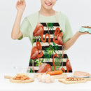 Kitchen Linen Apron Stripe Flamingo Print Home Cooking Baking Bib Oil-Proof Tool