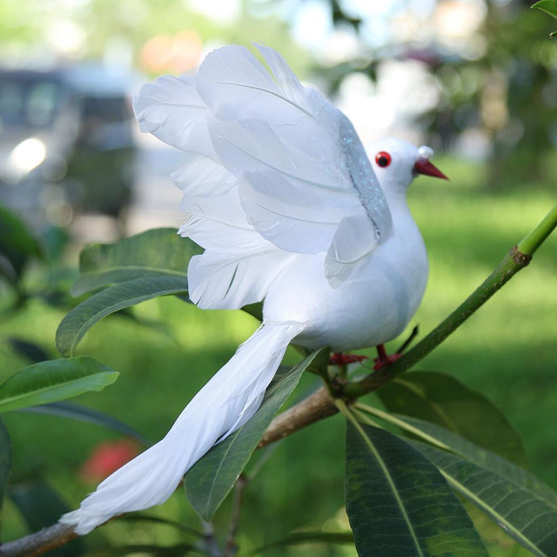 White Foam Artificial Feather Wings Simulation Pigeon Wedding Decor Spread