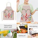 Kitchen Linen Apron Colorful Musical Note Painted Party Supply Cleaning Pinafore