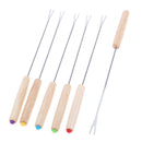 6 Stück Edelstahl BBQ Spieße Bratstangen Nadel Eiche Gabeln Lagerfeuer