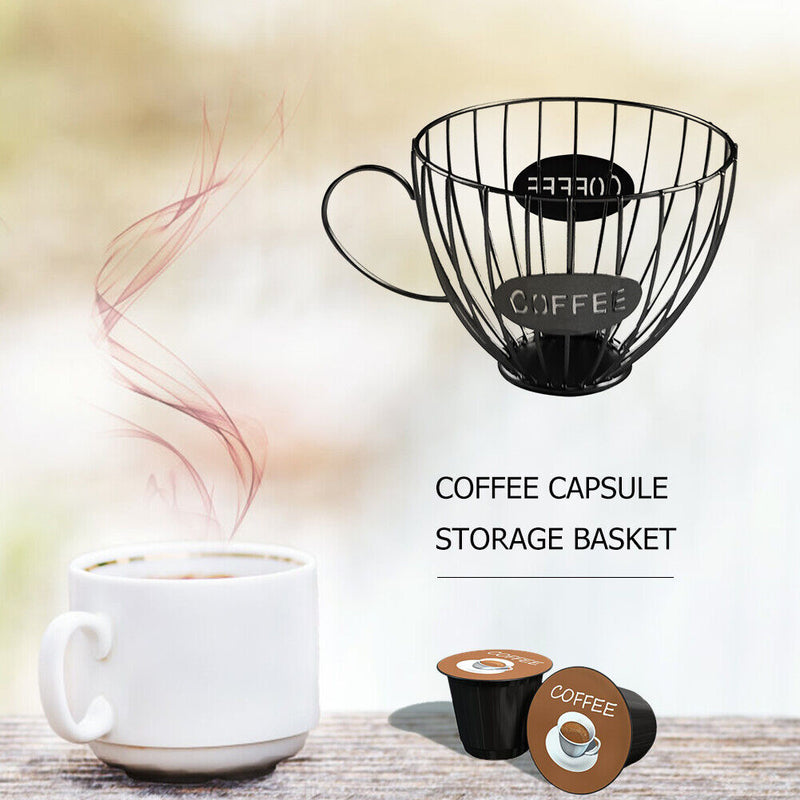 Coffee Mug Basket Fruit Tray Universal Coffee Capsule Storage Rack (Black) Newly