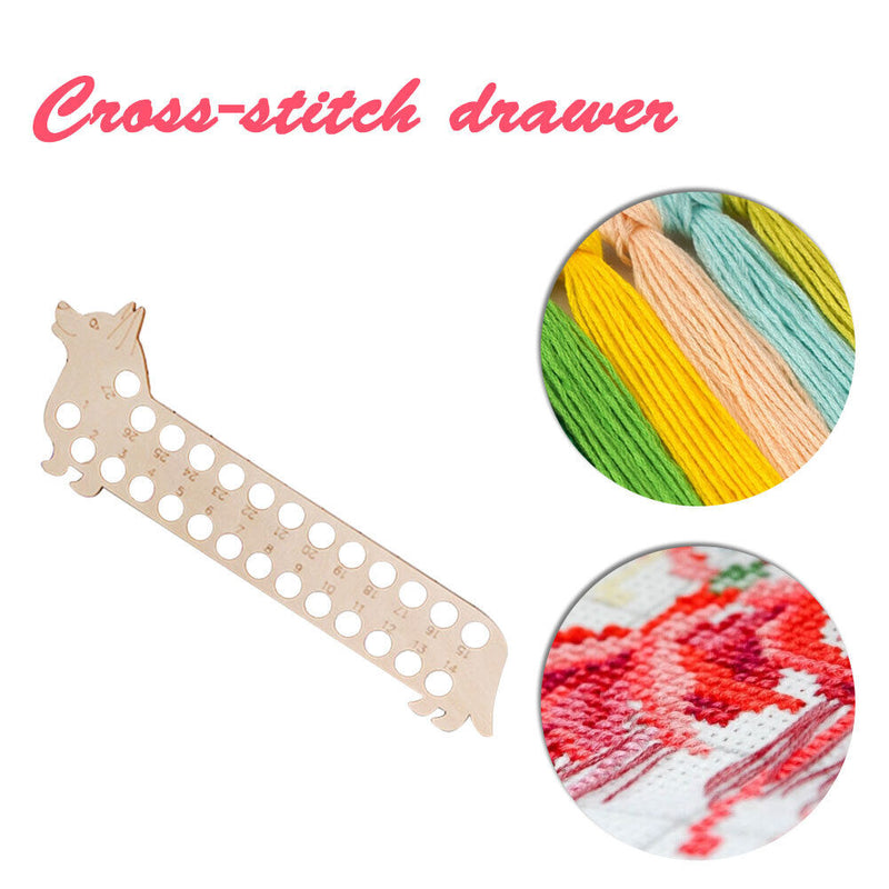 Wooden Carved Cross Stitch Thread Board Embroidery Thread Organizer (Dog)