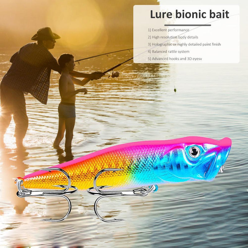 12g Popper Fishing Lure Treble Hook Artificial Hard Bait 9.5cm Jerkbait (A)