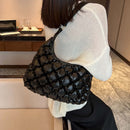 Women Quilted Rhombic Pattern Shoulder Bag Leather Female Solid Clutch Handbag