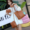 4pcs/set Shoulder Handbags Leather Women Crossbody Clutch Card Bags (Brown)