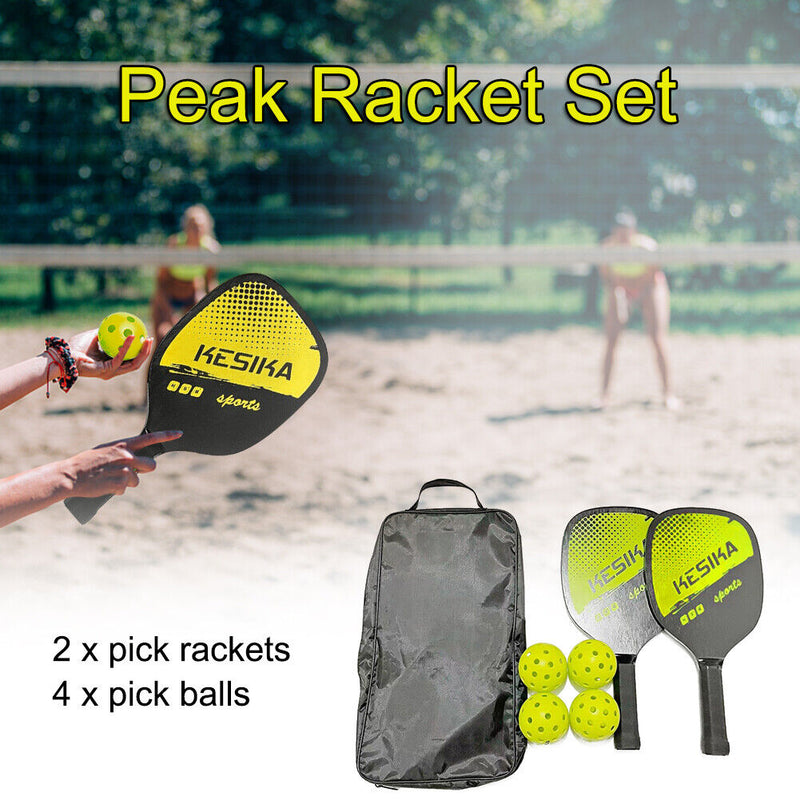 2pcs Pickle Paddles Rackets + 4 Balls Lightweight Outdoor Indoor Sports Racquet