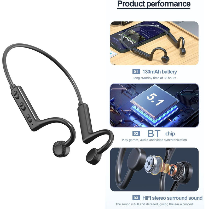 1*Bone Conduction Headphones Bluetooth Wireless Earbuds Outdoor Sport HeadsetNew