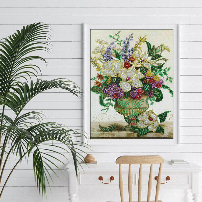Handmade 5D DIY Special Shaped Diamond Painting Flower Vase Picture Kit Newly