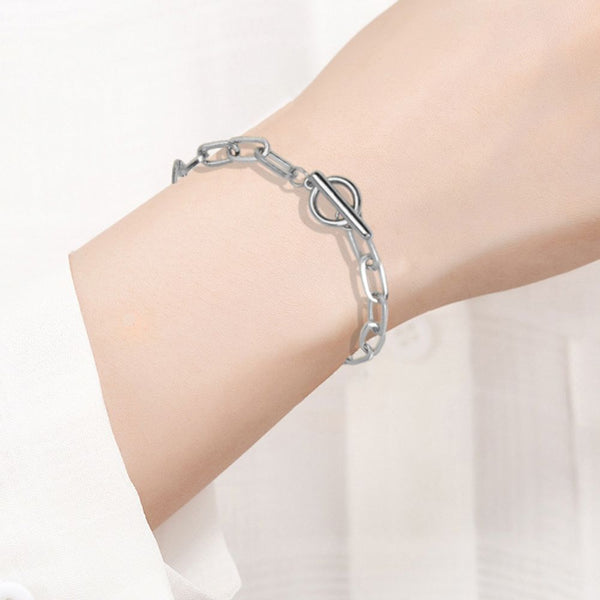 Wrist Stainless Steel Geometric Shape Toggle Clasp Bracelet OT Buckle Chain