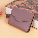 Women PU Leather Short Folding Wallet Tassel Card Coin Purse(Bean Red)