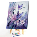 Frameless Painting By Numbers DIY Purple Butterfly Flowers Hand Painted Picture