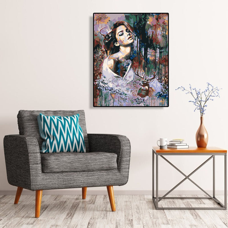 Painting By Numbers Kit DIY Beauty Deer Hand Painted Canvas Oil Wall Picture Art