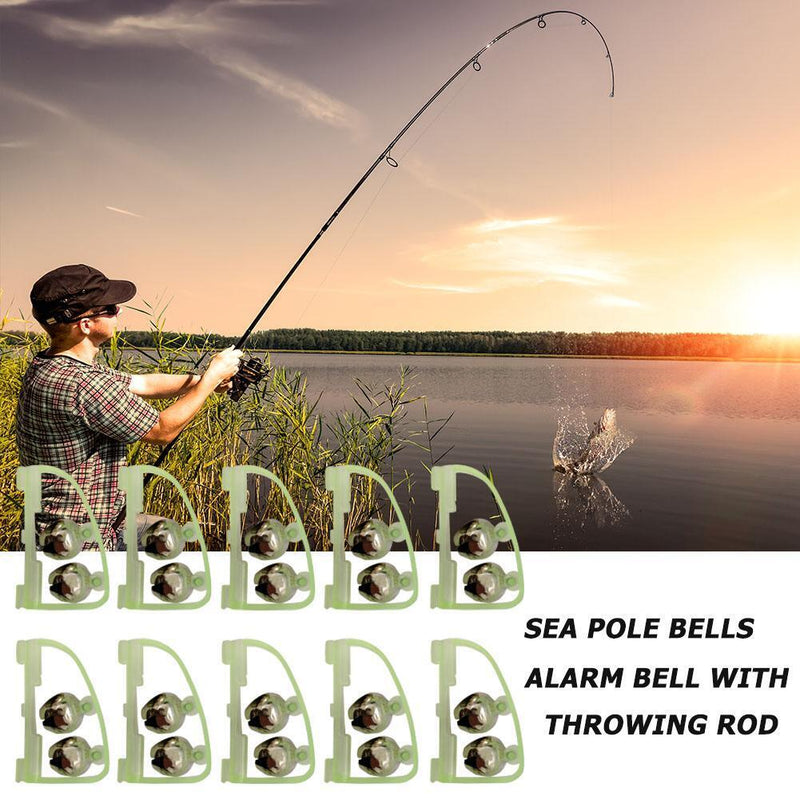 10pcs Fluorescent Fishing Rod Pole Tip Glow Clip Twin Bell Alarm Alert Ring