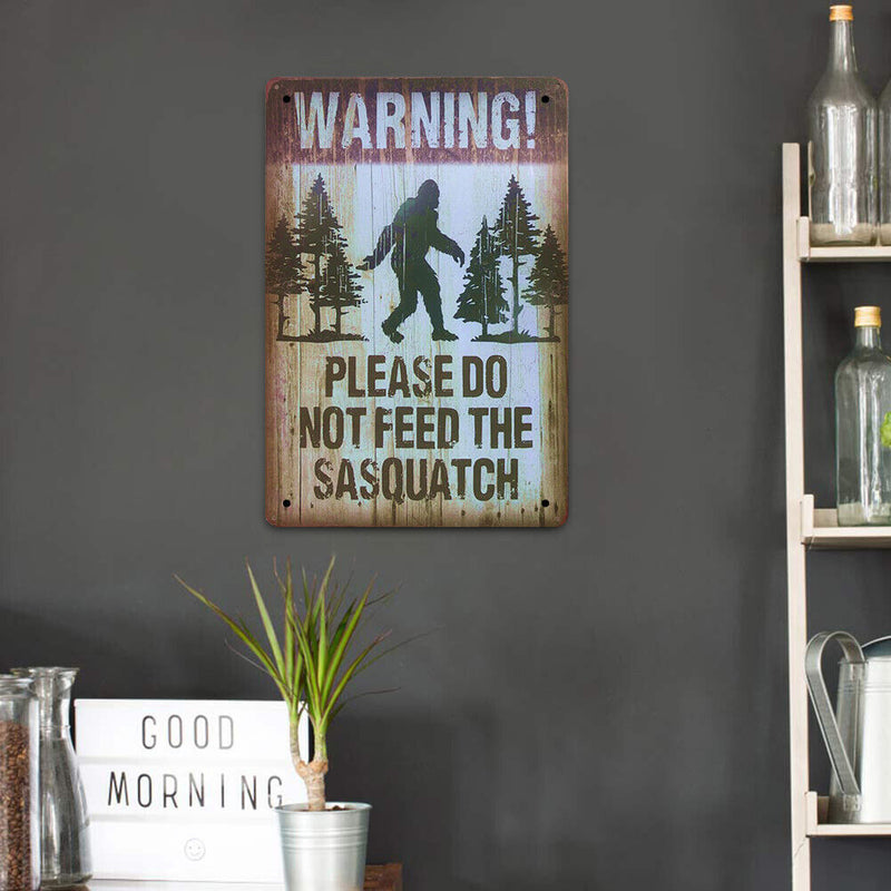 Sasquatch Warning Metal Plate Tin Sign for Bar Pub Club Cafe Wall Art Decor