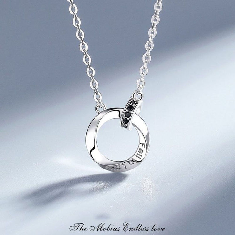 Double Buckle Copper I Love You Round Pendant Couple Necklace Clavicle