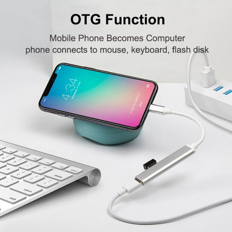 USB C Hub Splitter, USB 3.0 USB 2.0 4 in 1 Hub Dock Station Adapter (Grey)