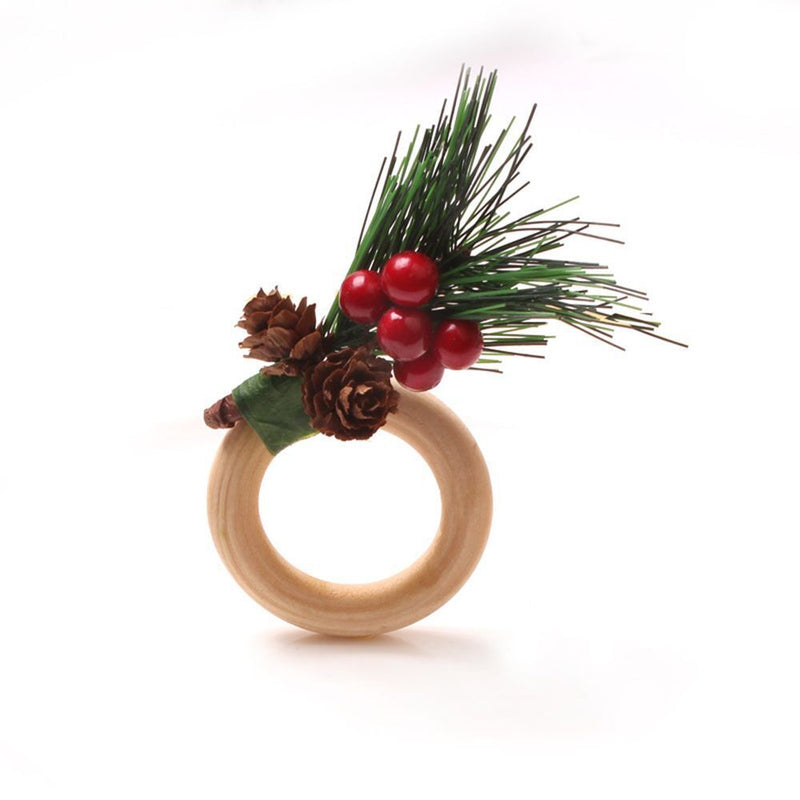 Wooden Napkin Ring Handicraft Pine Cones Napkin Holder Christmas Napkin Rings