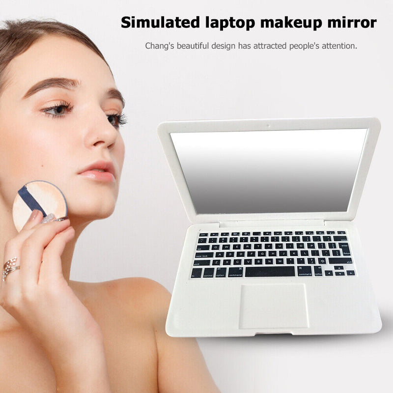 Simulation Laptop Makeup Mirror Portable Computer Cosmetic Mirror (White) Newly