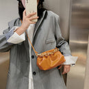 Women Pleated Shoulder Bag Chain Totes Lady PU Stone Pattern Crossbody Handbag