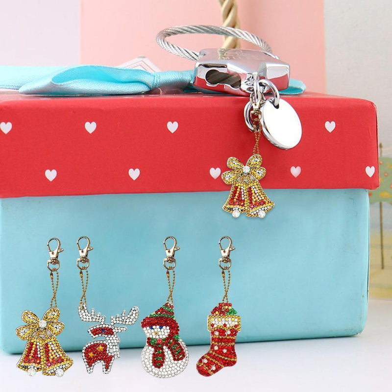 ??13pcs DIY Full Drill Diamond Painting Special Shaped Christmas Key Chain