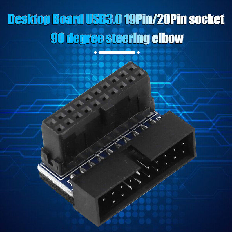 USB 3.0 20 Pin Male to Female Extension Adapter for Motherboard (Up Angled)