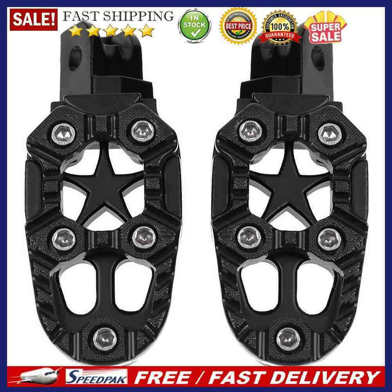 2pcs Universal 8mm Metal Motorcycle Foot Pedals Footrests w/ Spring(Black)