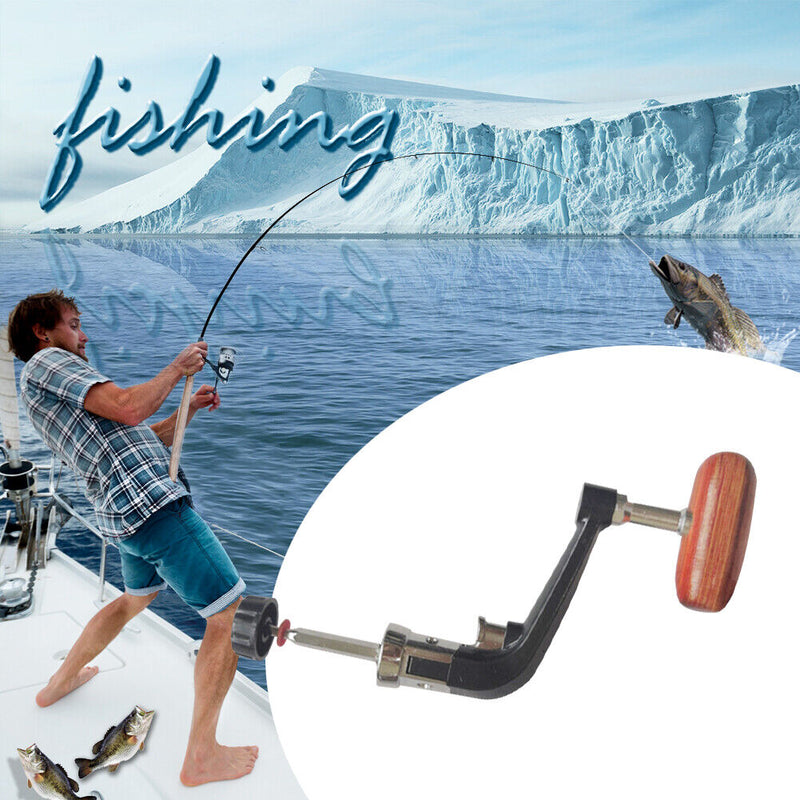 Foldable Spinning Reel Handle Metal Fishing Wheel Rocking Arms Wooden Grip Kn