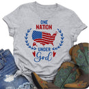 Independence Day Print Flag Letter Tea T-Shirt (Light Grey S)