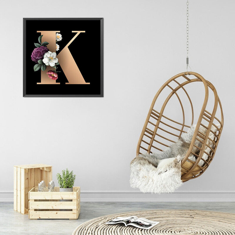 DIY Full Round Drill Diamond Painting Letter K Mosaic Rhinestone Art